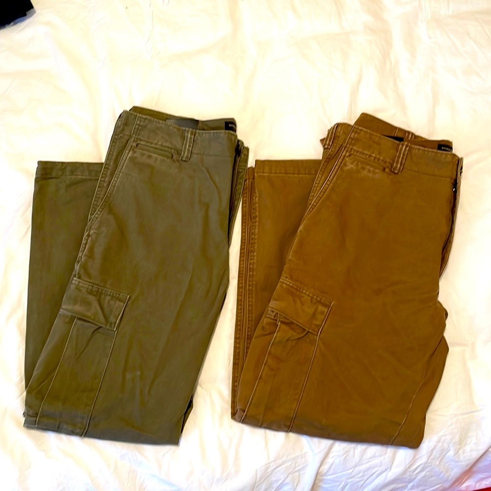 Banana Republic relaxed cargo pants $25.. the green is sold/ 1 tan available